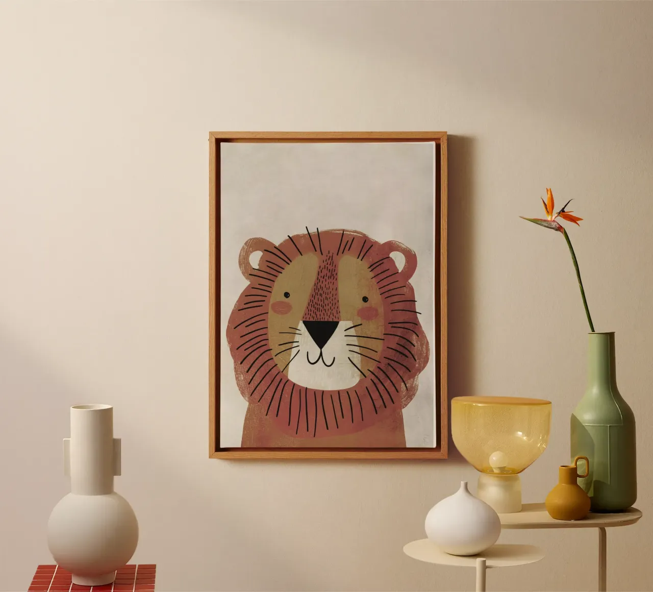 Boho Nursery 2 Lion tela con Cornice a cassetta da Boho Print Collection