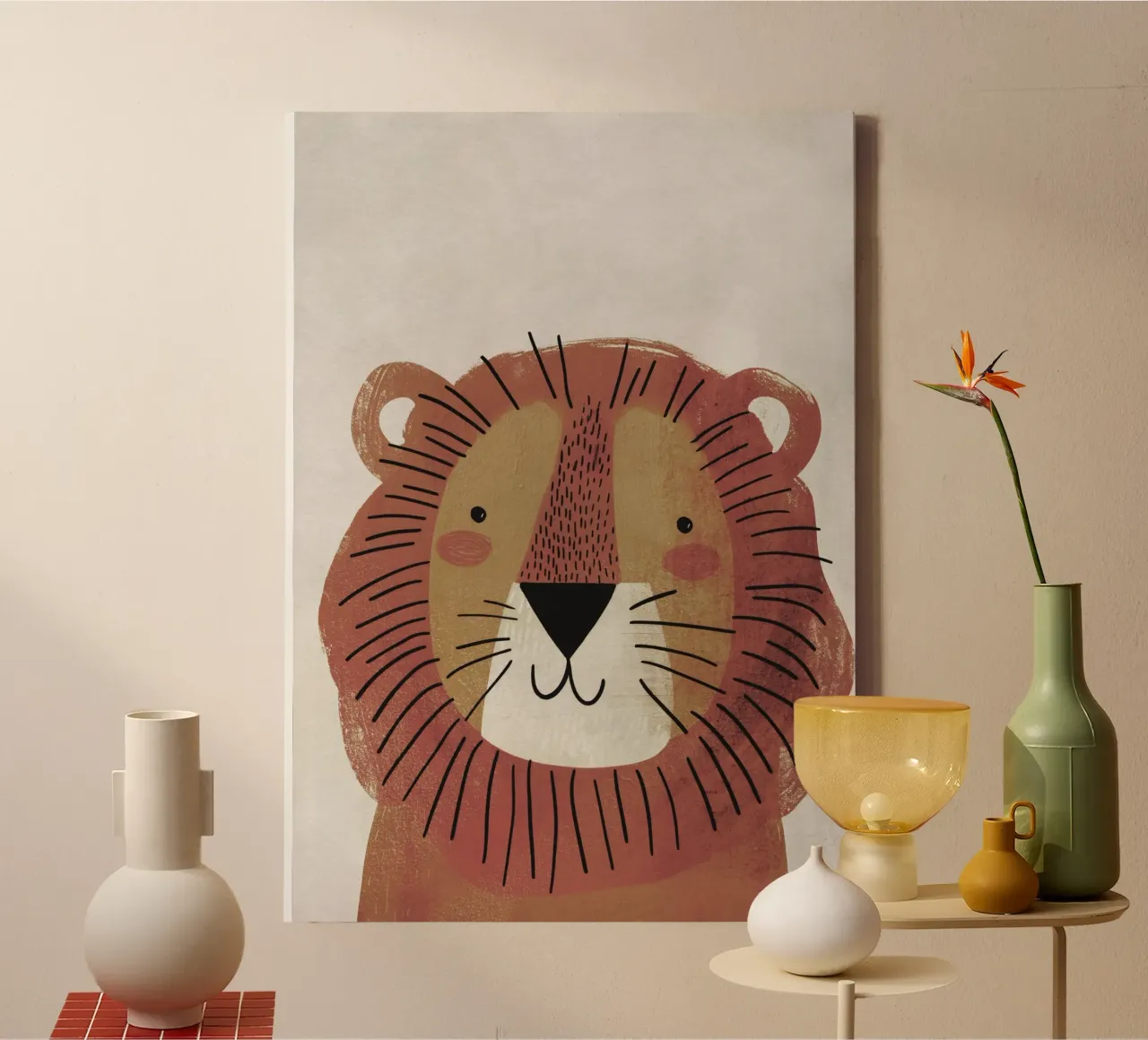 Boho Nursery 2 Lion tela con Cornice a cassetta da Boho Print Collection