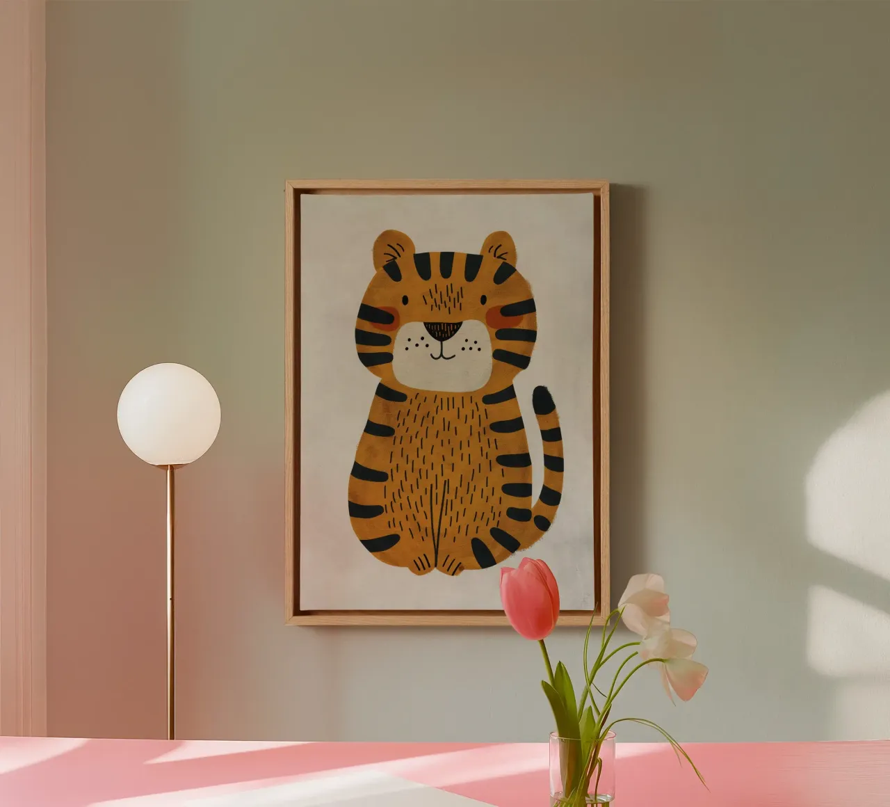 Boho Nursery 3 Tiger tela con Cornice a cassetta da Boho Print Collection