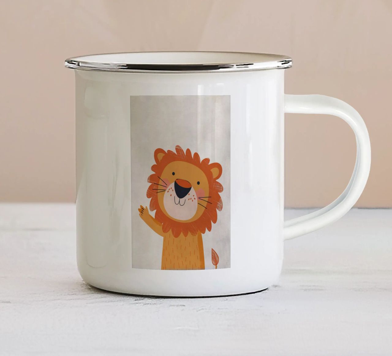 Boho Nursery 4 Lion emaille mok van Boho Print Collection