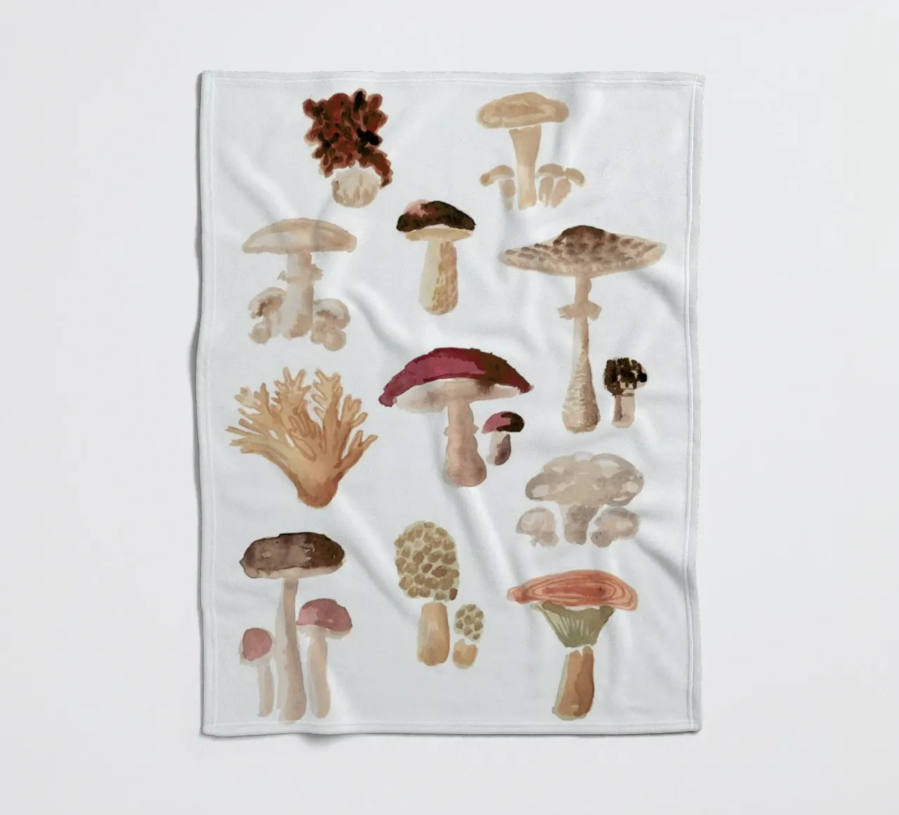 Mushrooms fleece blanket by Farina Kuklinski