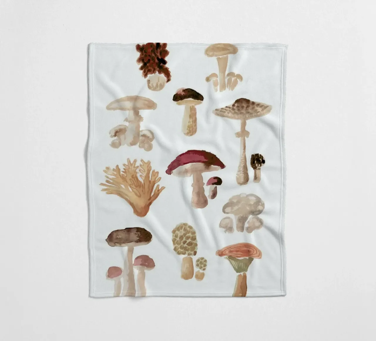 Mushrooms fleece blanket by Farina Kuklinski