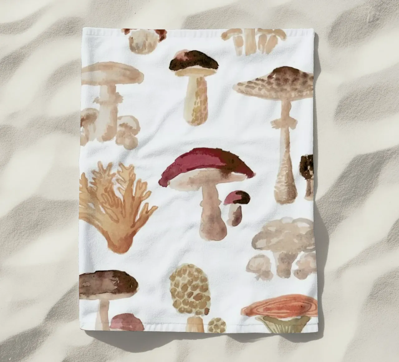 Mushrooms beach towel by Farina Kuklinski