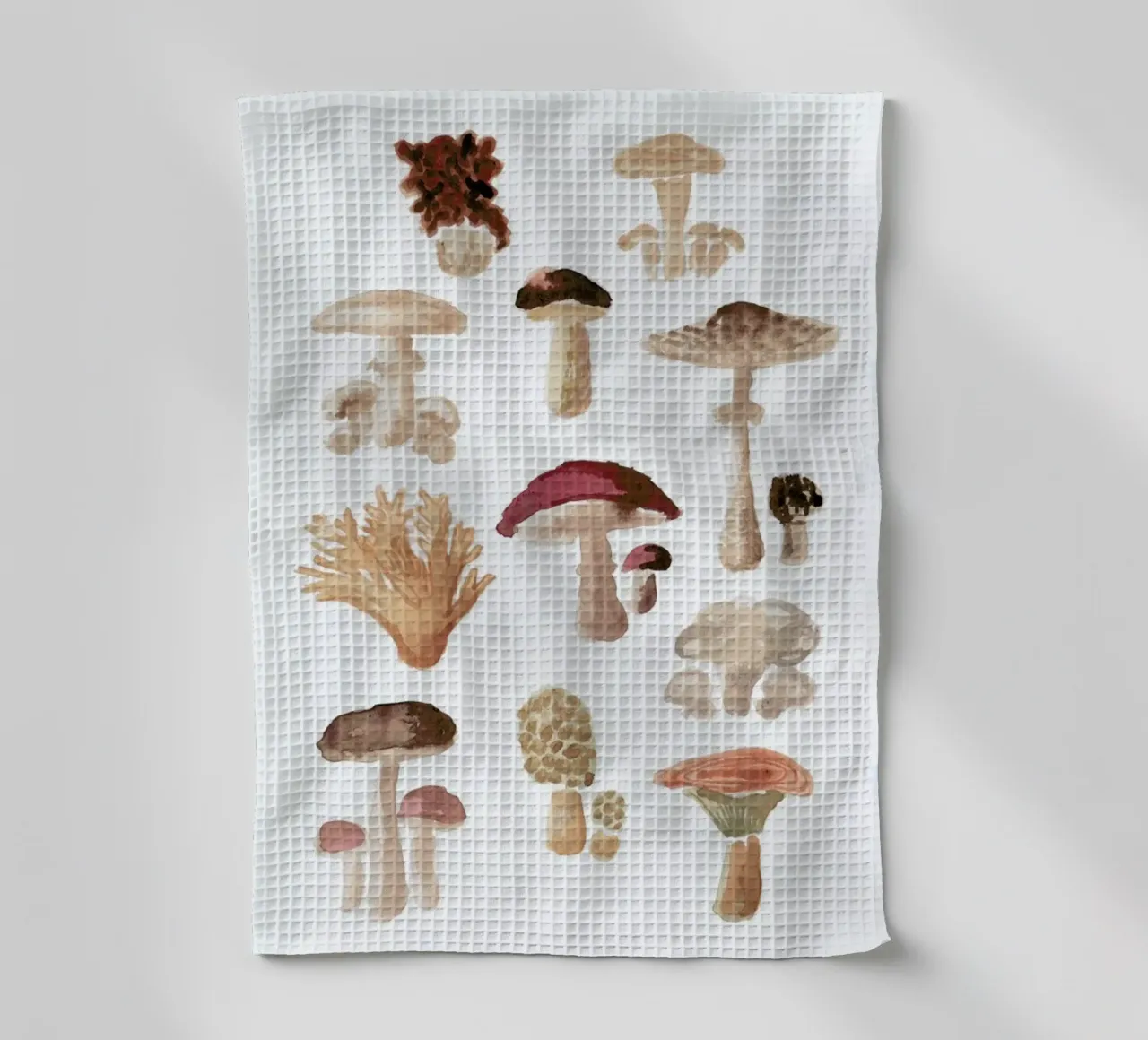 Mushrooms tea towel by Farina Kuklinski