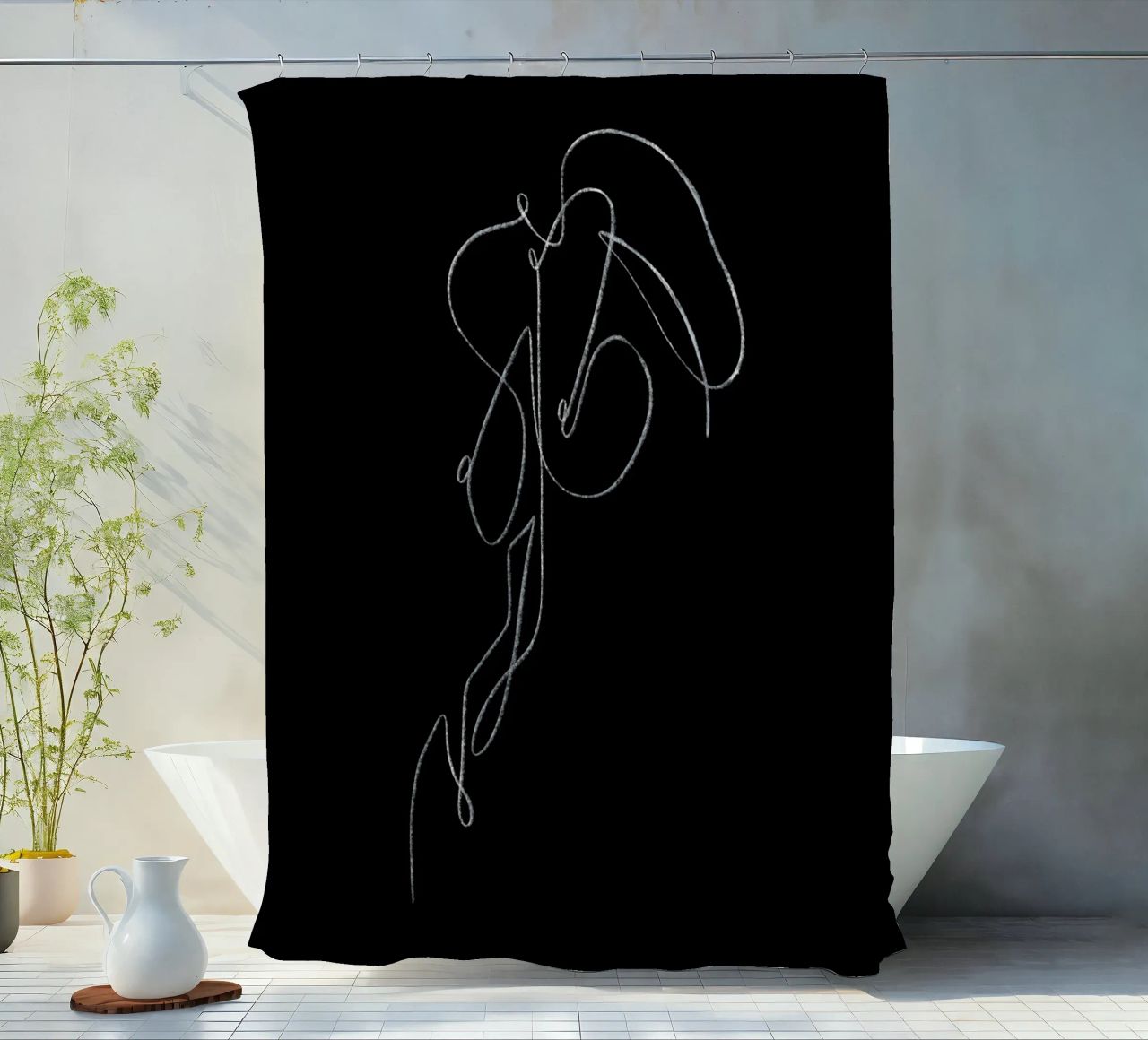Seductive Lines schwarz Duschvorhang von ArtDesign by KBK