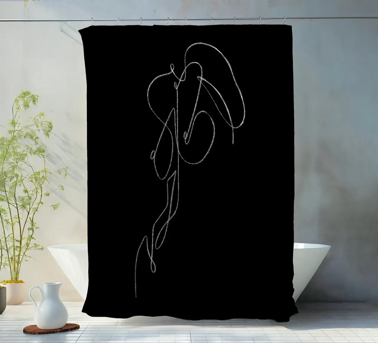 Seductive Lines black shower curtain by ArtDesign by KBK
