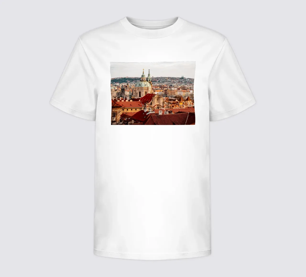 Prague, Czech Republic - Retro view over the city & Charles Bridge kids t-shirt by Bold and Retro