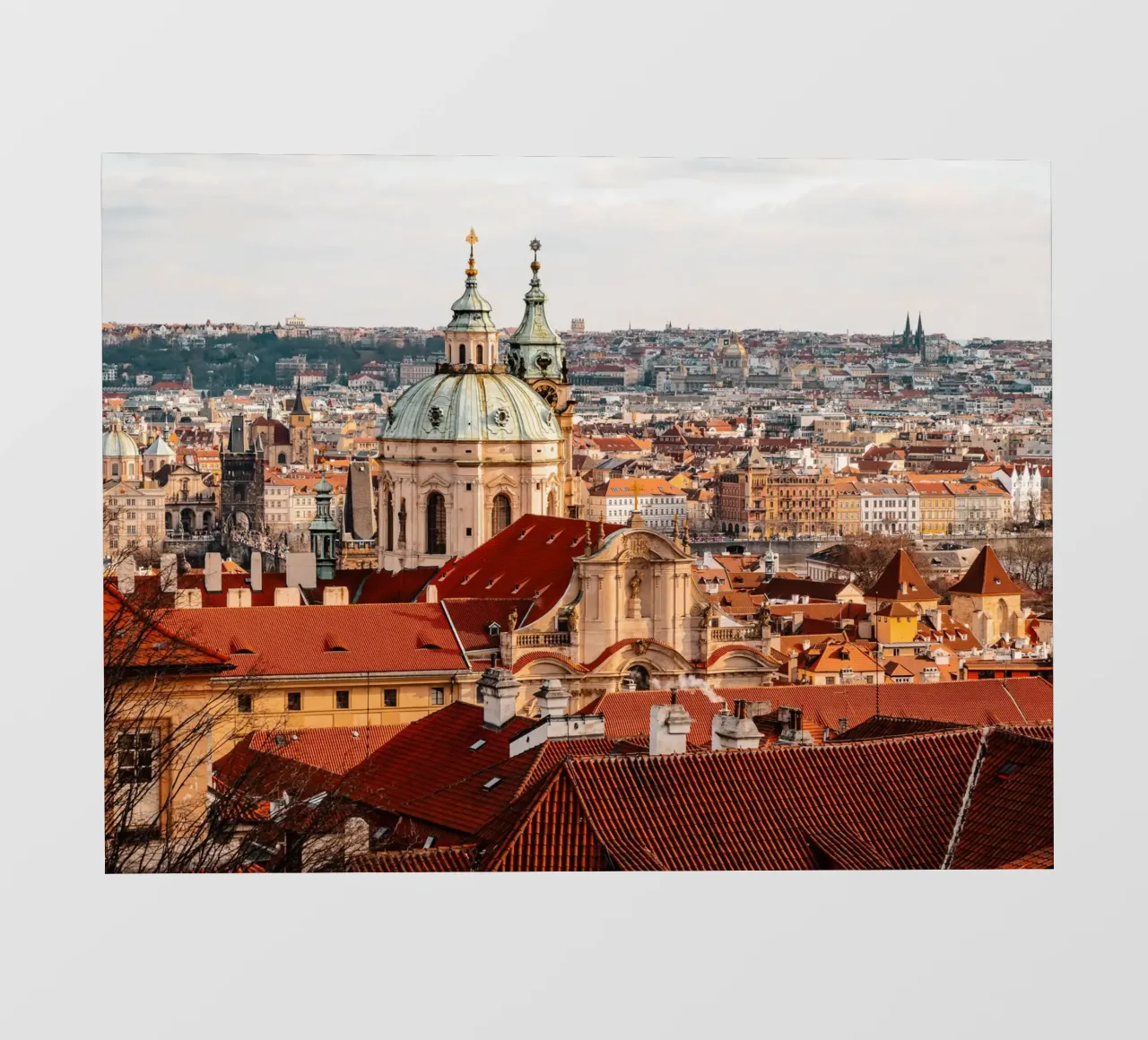 Prag, Tschechien - Retro Aussicht über Stadt & Karlsbrücke PVC Plane von Bold and Retro