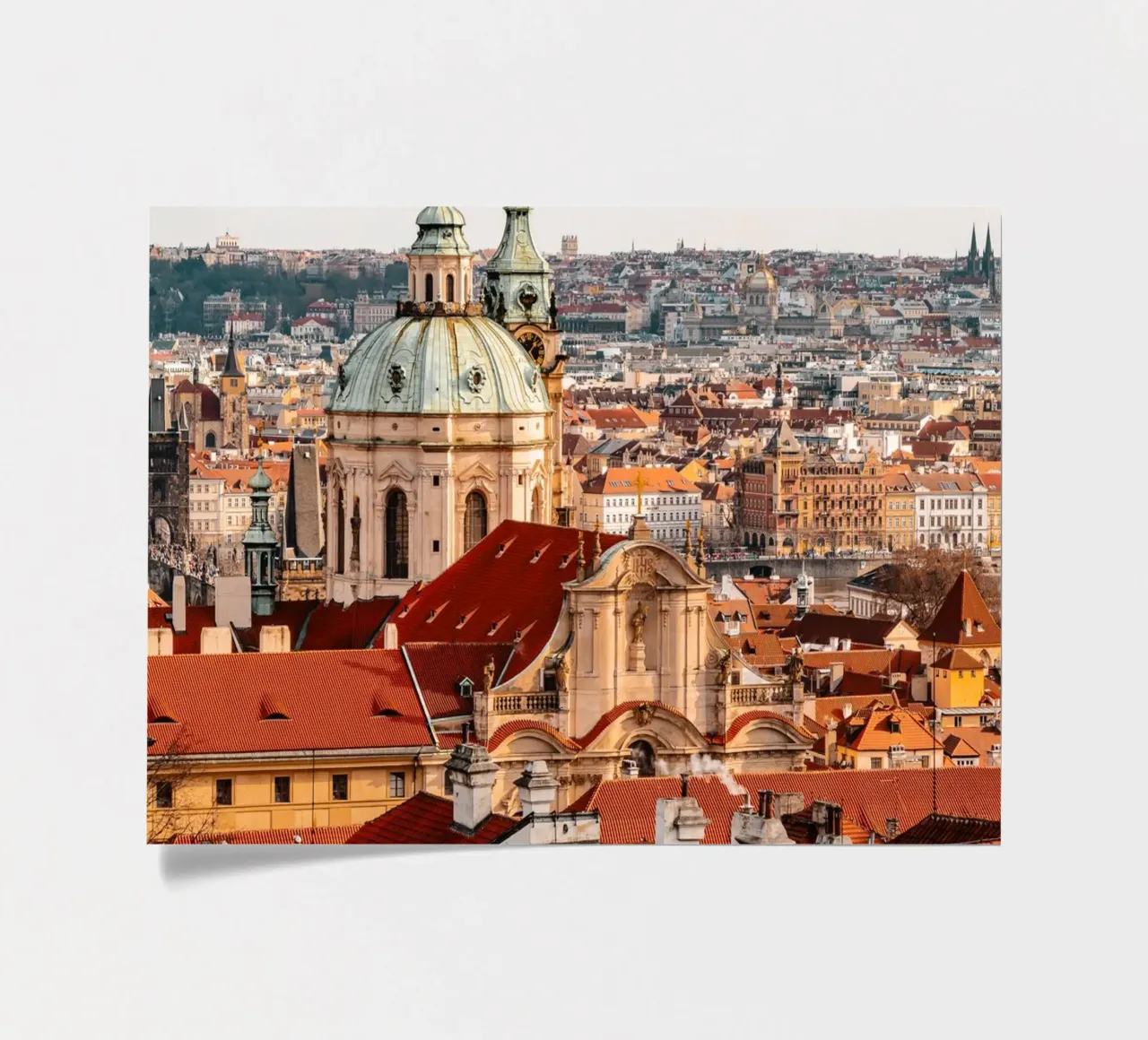 Prag, Tschechien - Retro Aussicht über Stadt & Karlsbrücke Stickerbogen von Bold and Retro