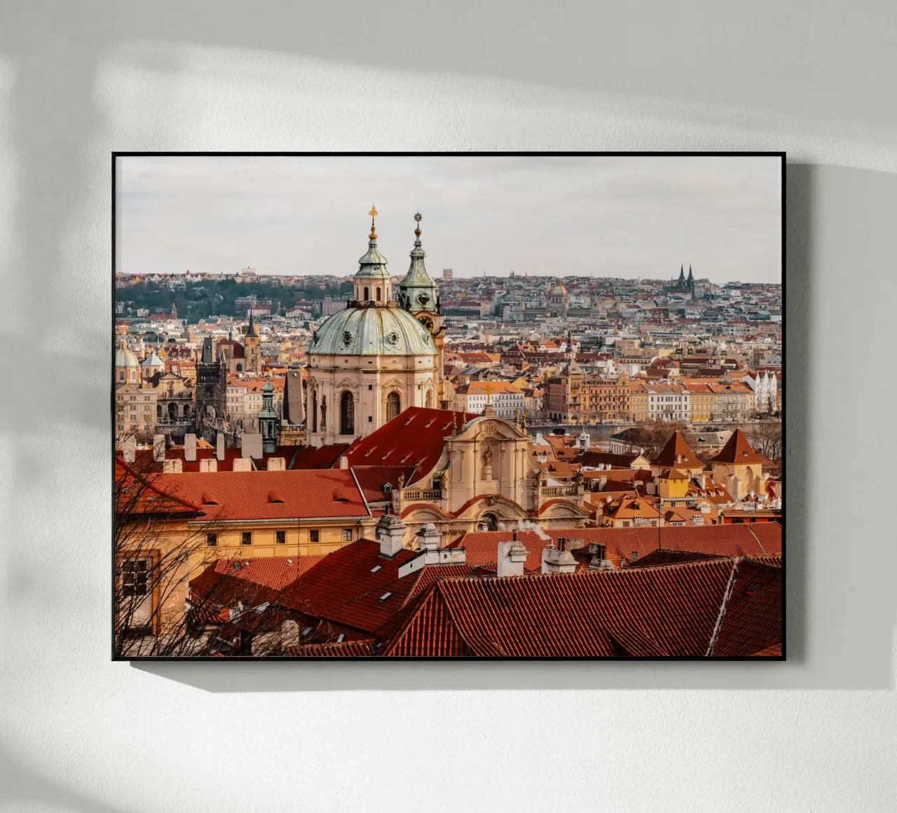Prag, Tschechien - Retro Aussicht über Stadt & Karlsbrücke Acryl-Glas von Bold and Retro
