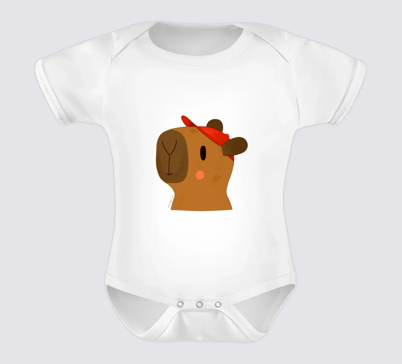 Capibara con cappuccio rosso body neonato maniche corte da julianamotzko