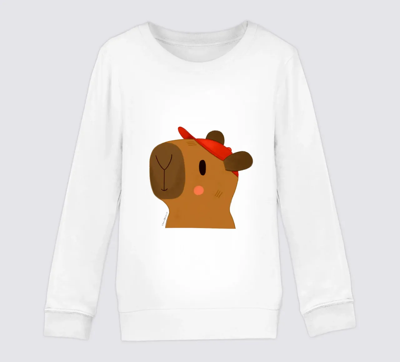 Capibara con cappuccio rosso felpa bambino da julianamotzko