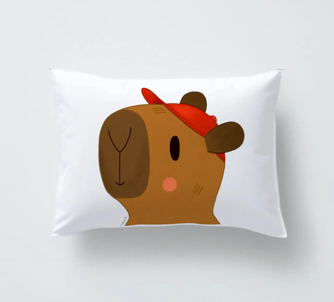 Capibara con cappuccio rosso cuscino da julianamotzko