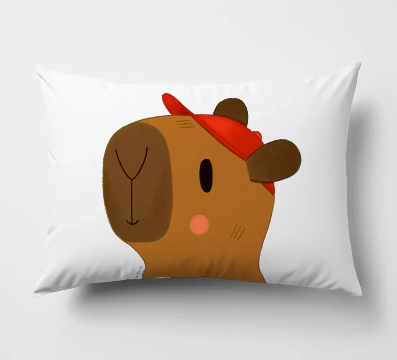 Capibara con cappuccio rosso cuscino da julianamotzko