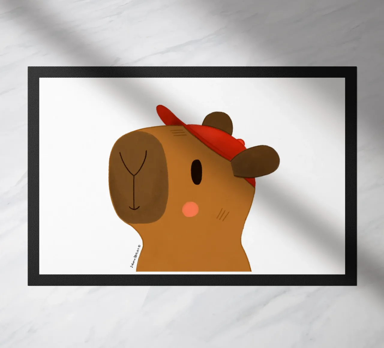 Capibara con cappuccio rosso zerbino da julianamotzko