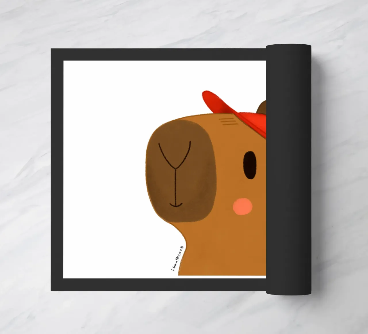 Capibara con cappuccio rosso zerbino da julianamotzko