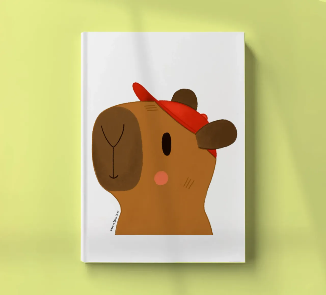Capybara with red cap notebook by julianamotzko