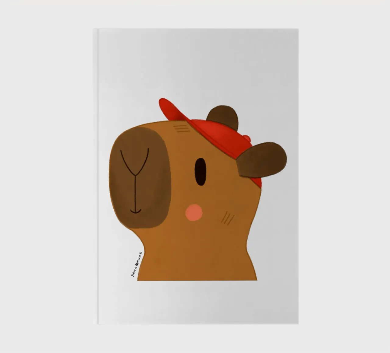 Capybara with red cap notebook by julianamotzko
