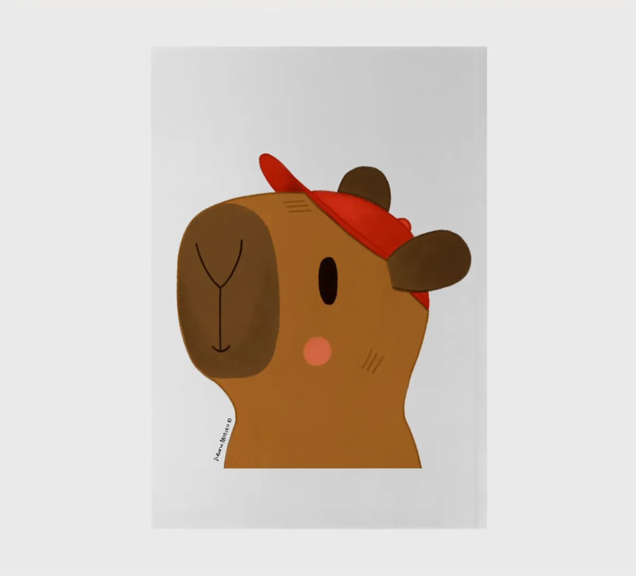 Capybara with red cap notebook by julianamotzko