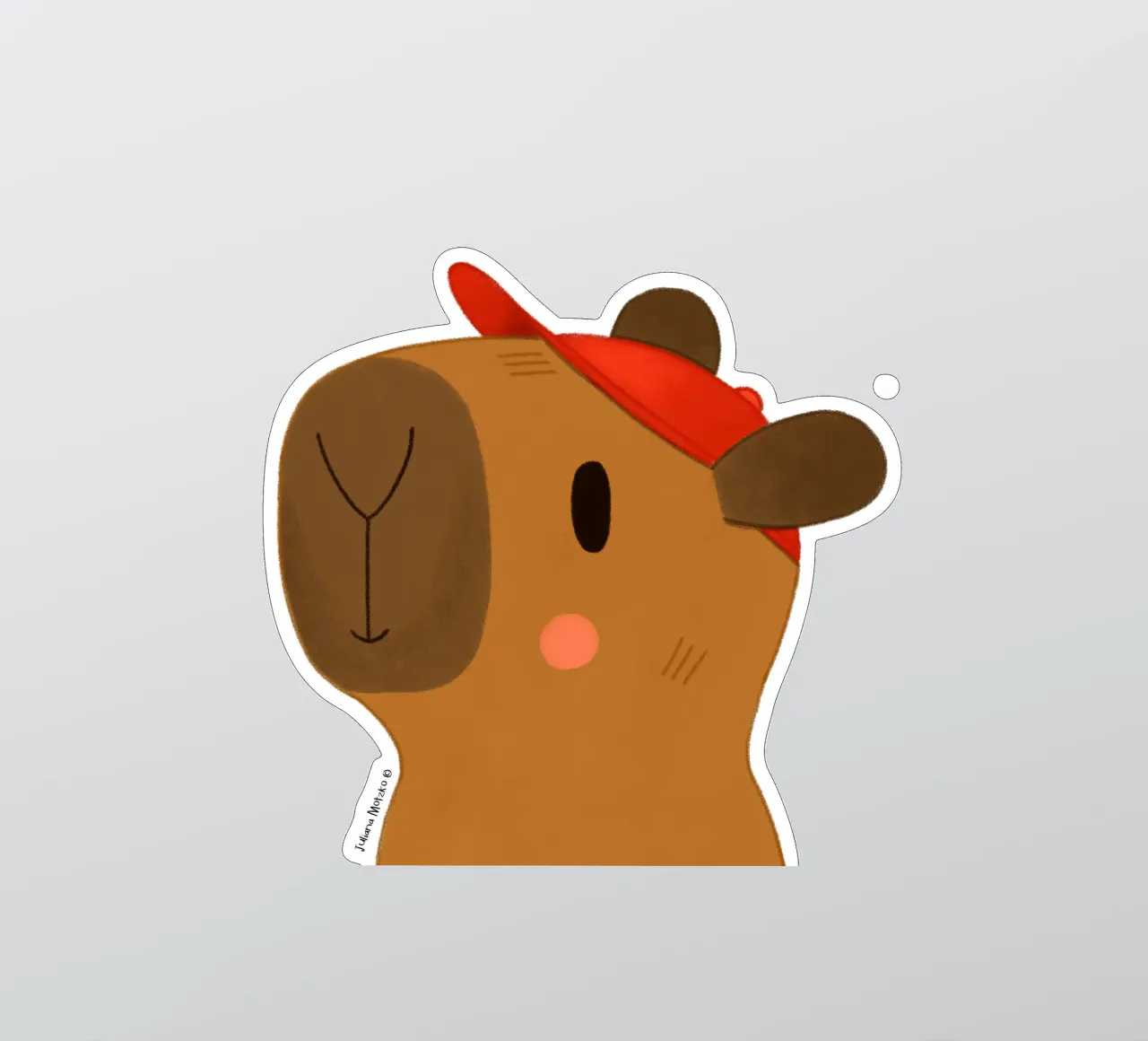 Capybara with red cap sticker by julianamotzko