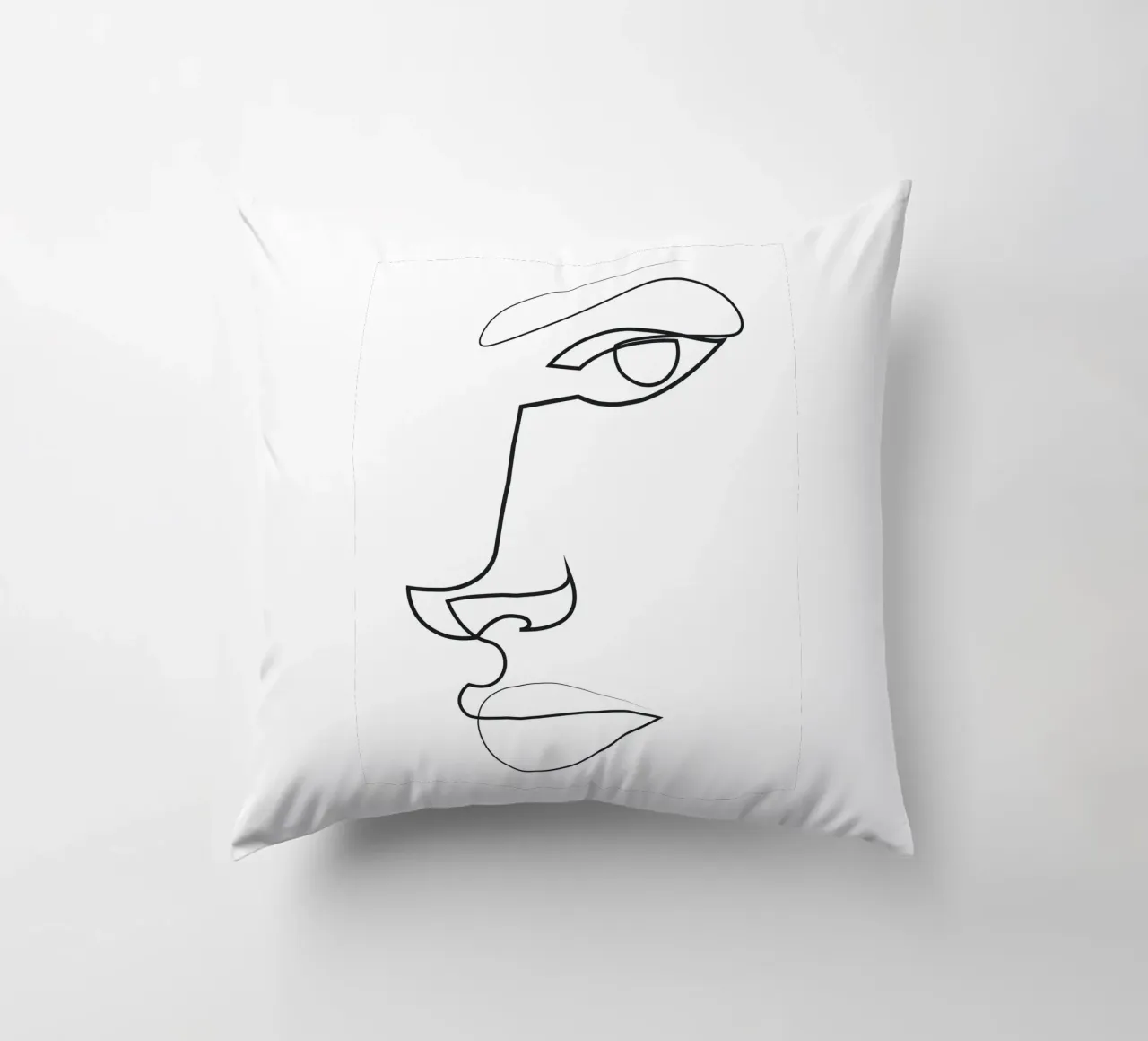 Abstract line face - ER31 decorative cushion by Addillum