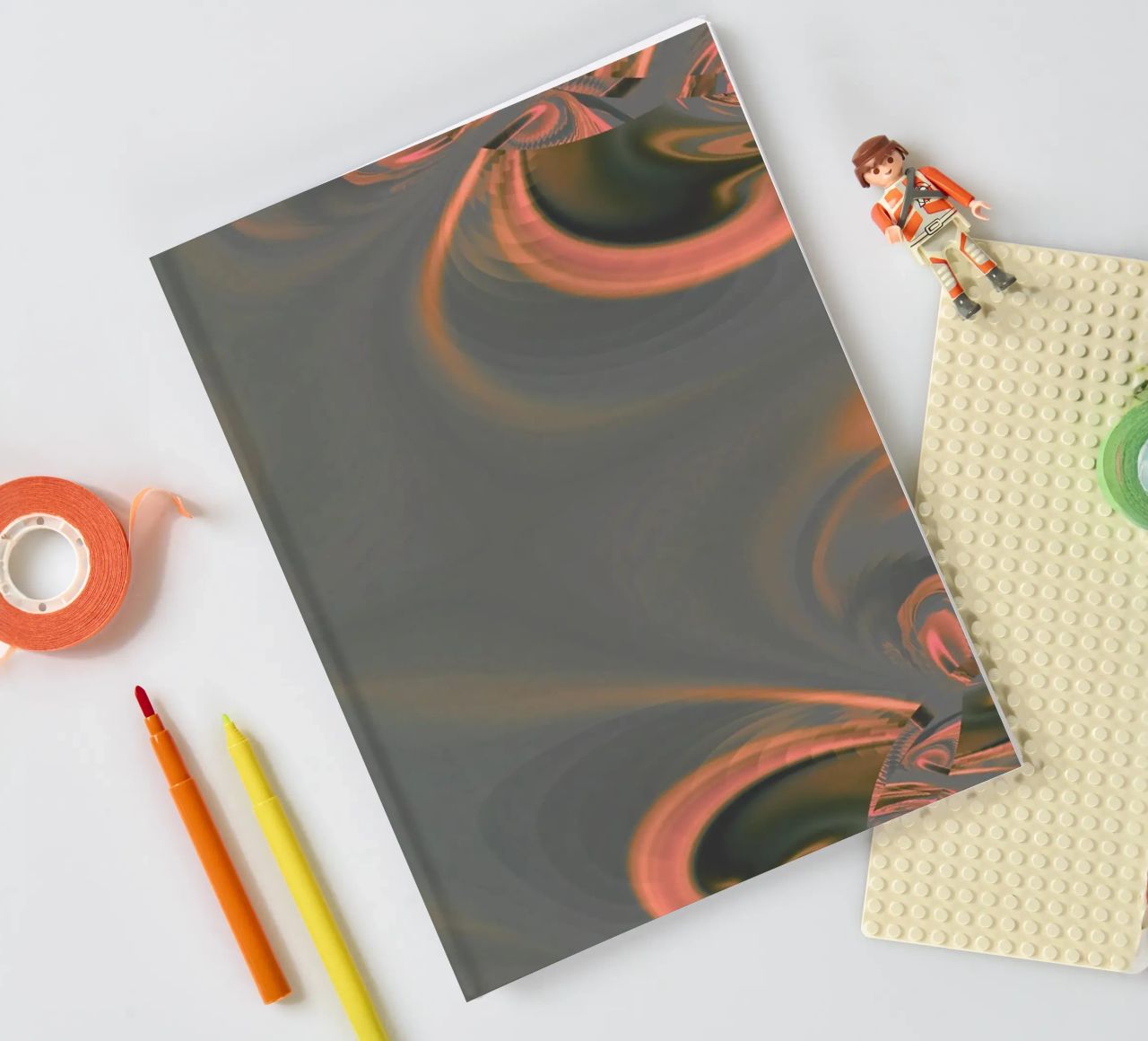 Abstract round patterns in pink and blue notebook by Something for you