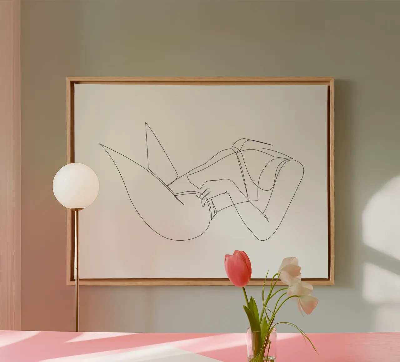 E6 Erotic - one line canvas with Floater frame by Addillum