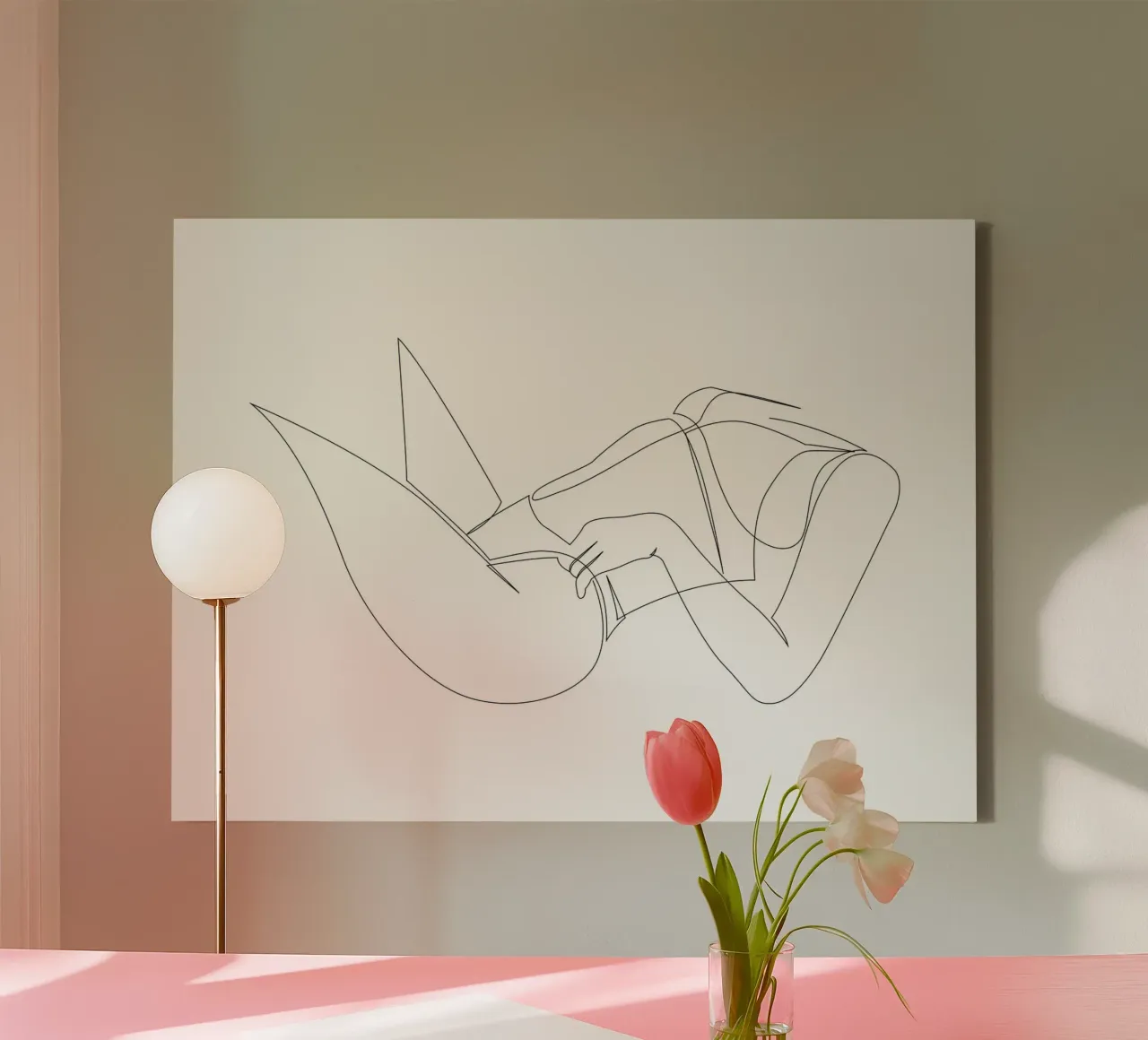 E6 Erotic - one line canvas with Floater frame by Addillum