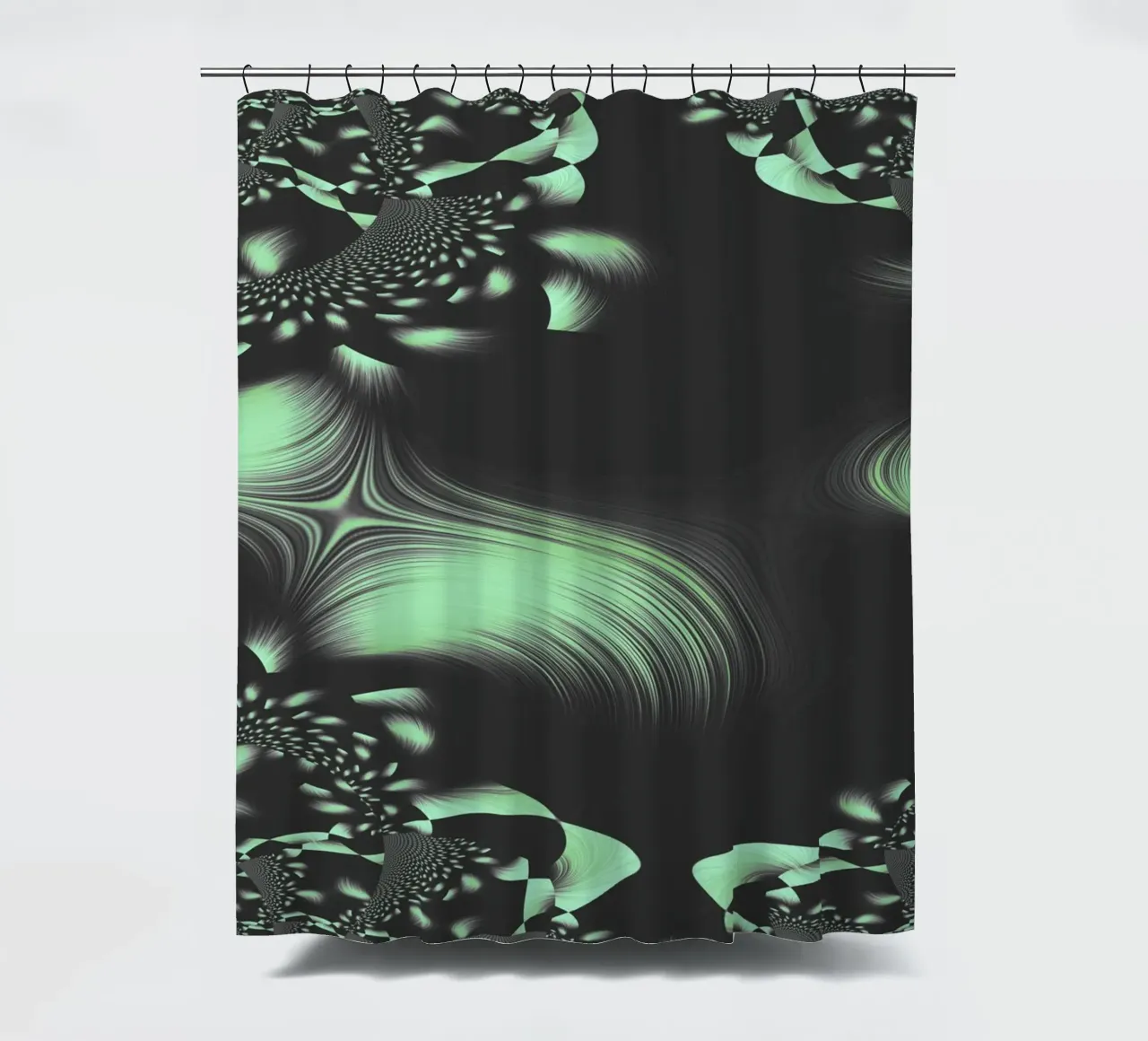 Abstract dynamic fractal pattern shower curtain by Something for you