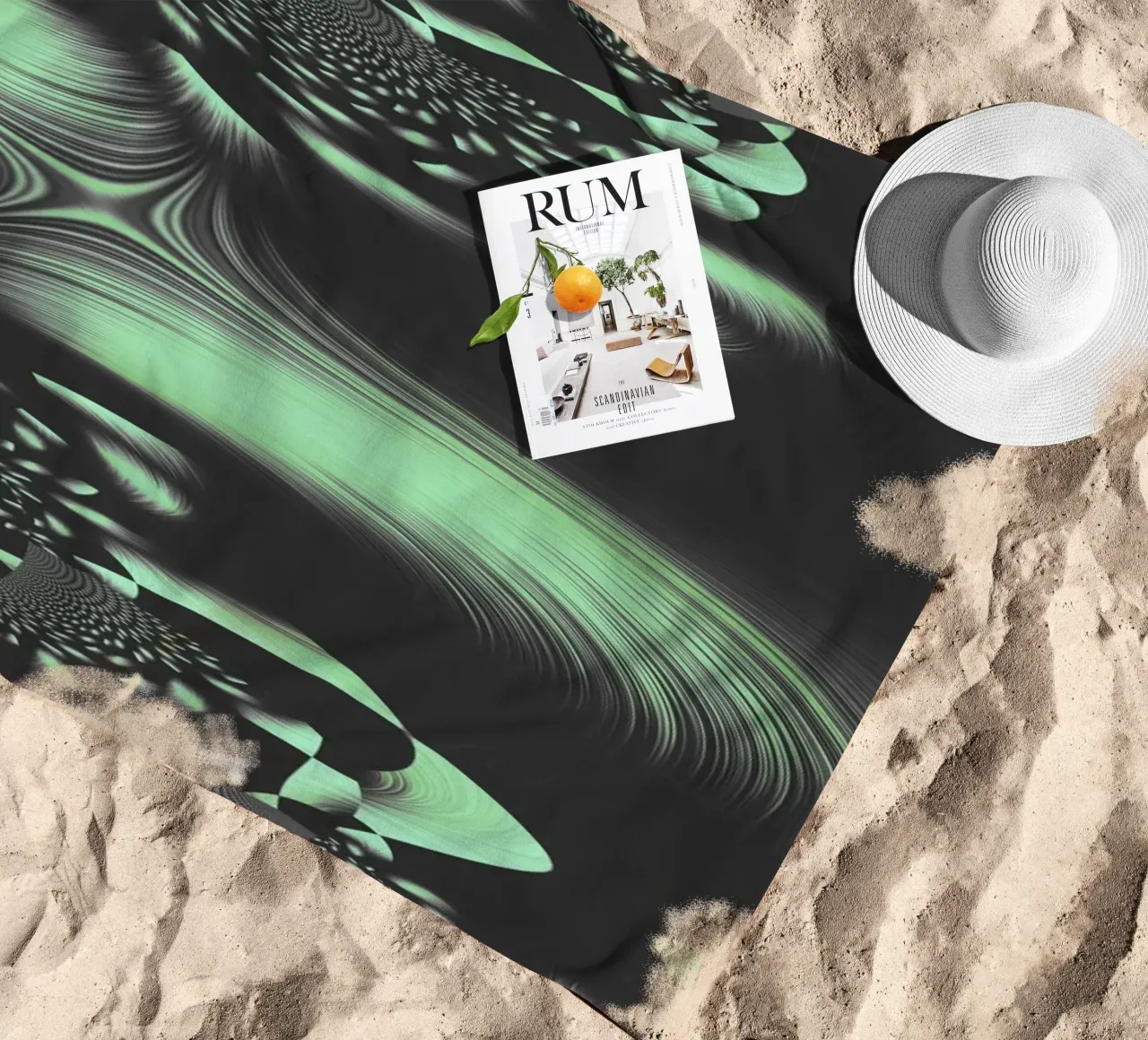 Abstract dynamic fractal pattern beach towel by Something for you