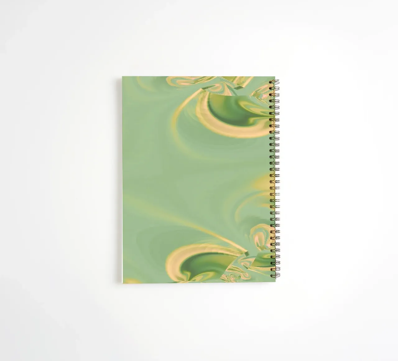 Abstract round patterns in green and yellow spiral notebook by Something for you