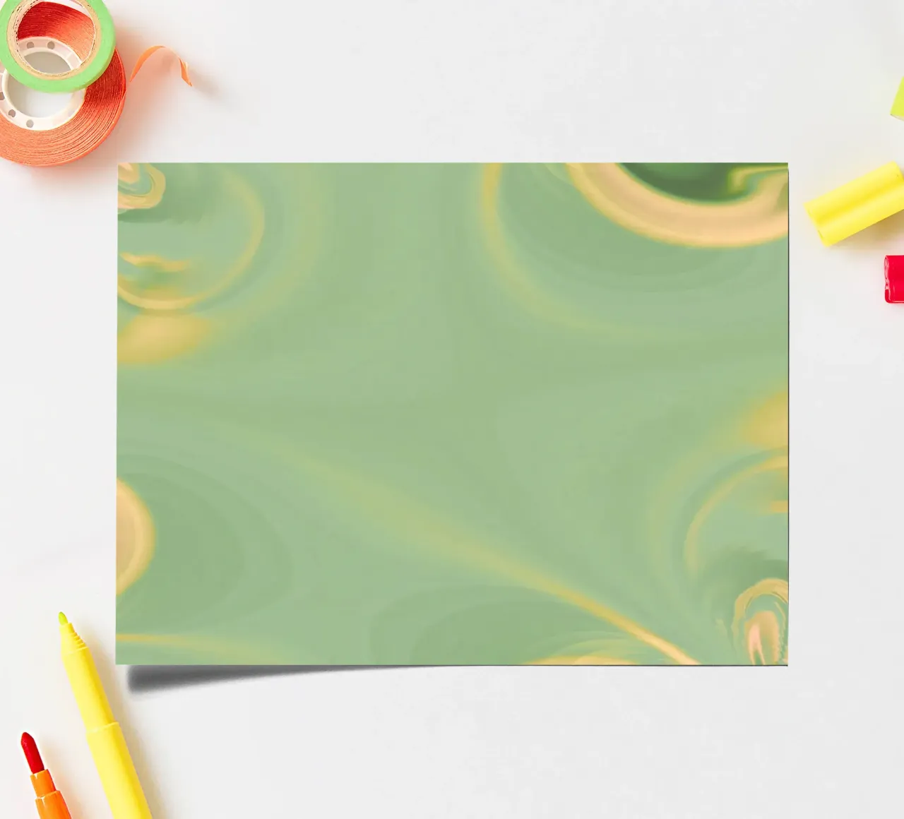 Motifs ronds abstraits en vert et jaune planche autocollant de Something for you