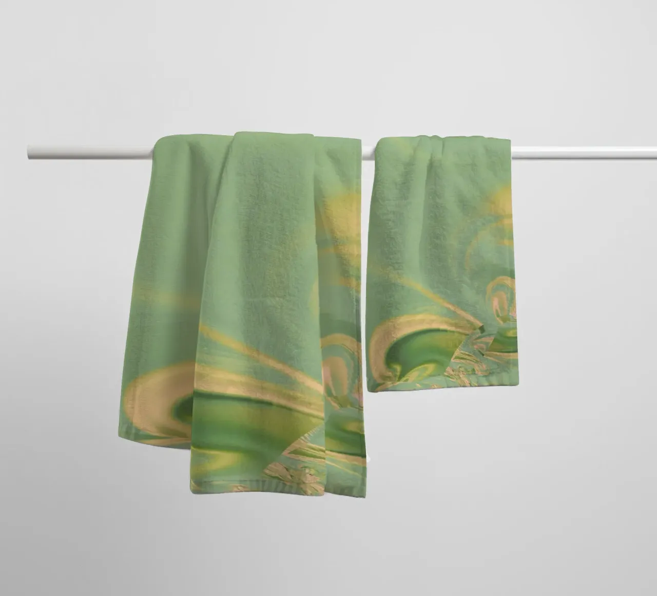 Abstract round patterns in green and yellow towel by Something for you
