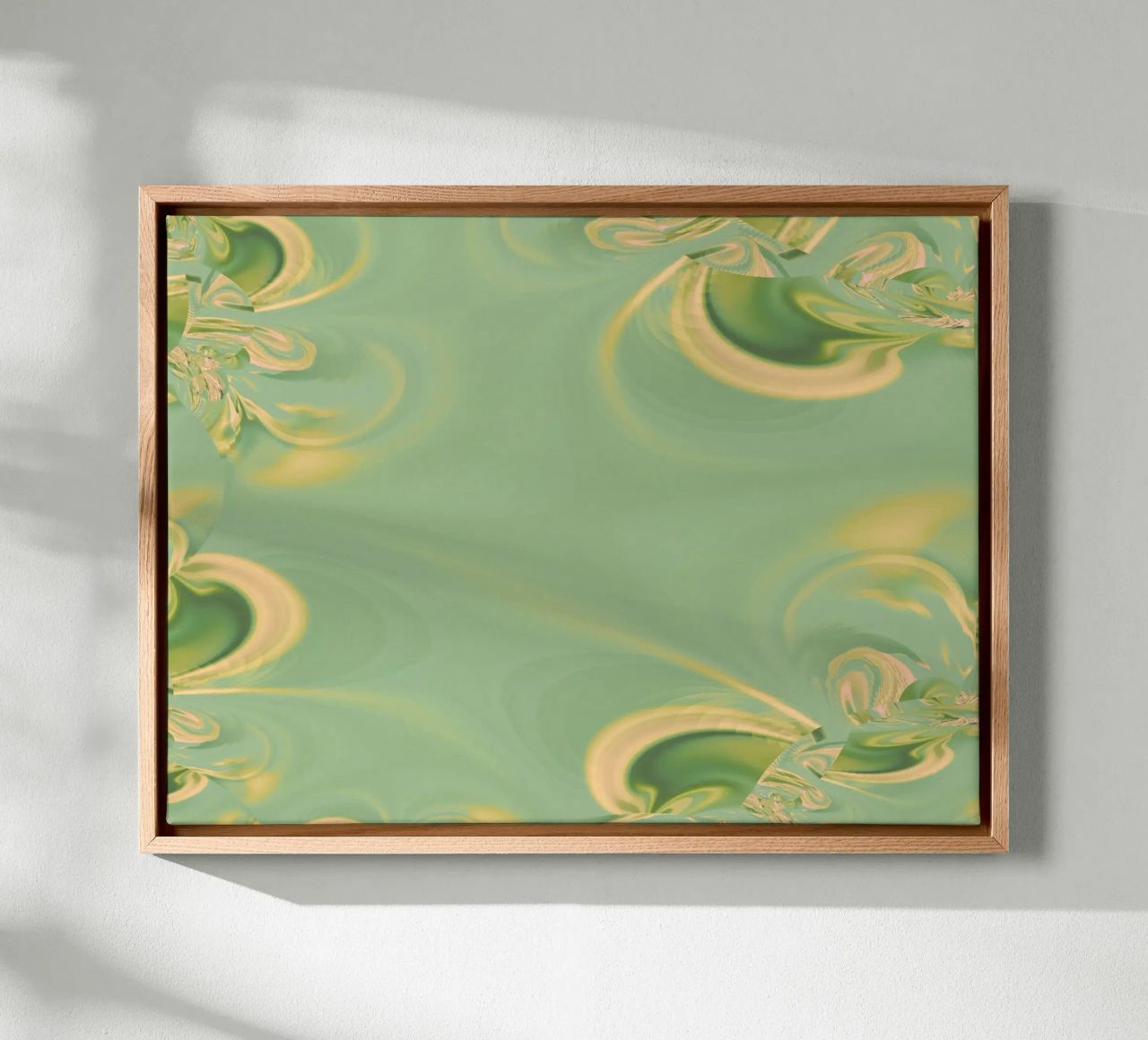 Abstract round patterns in green and yellow canvas by Something for you