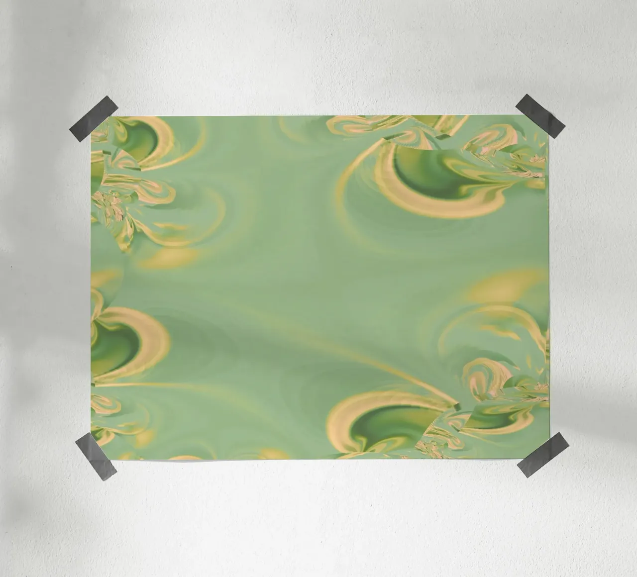 Motifs ronds abstraits en vert et jaune poster avec cadre en bois de Something for you