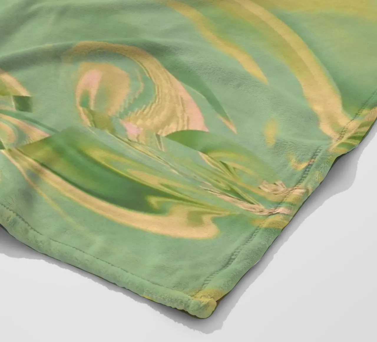 Abstract round patterns in green and yellow fleece blanket by Something for you