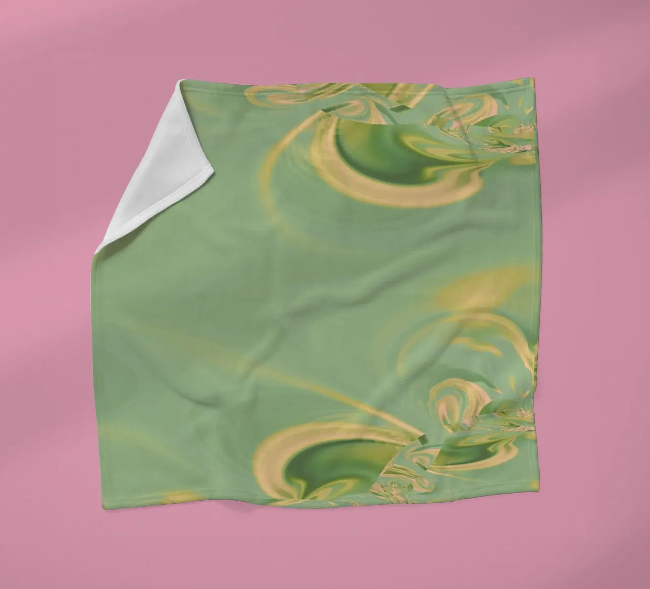 Abstract round patterns in green and yellow fleece blanket by Something for you