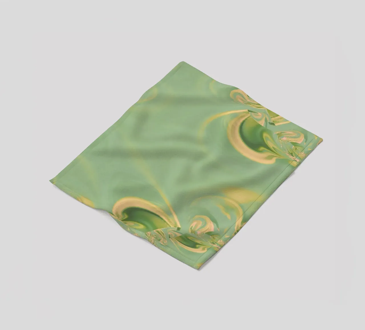 Abstract round patterns in green and yellow fleece blanket by Something for you
