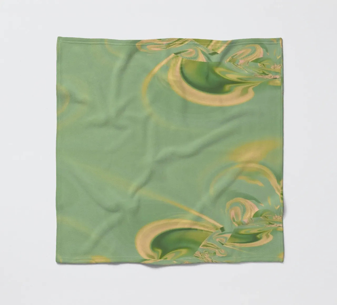 Abstract round patterns in green and yellow fleece blanket by Something for you