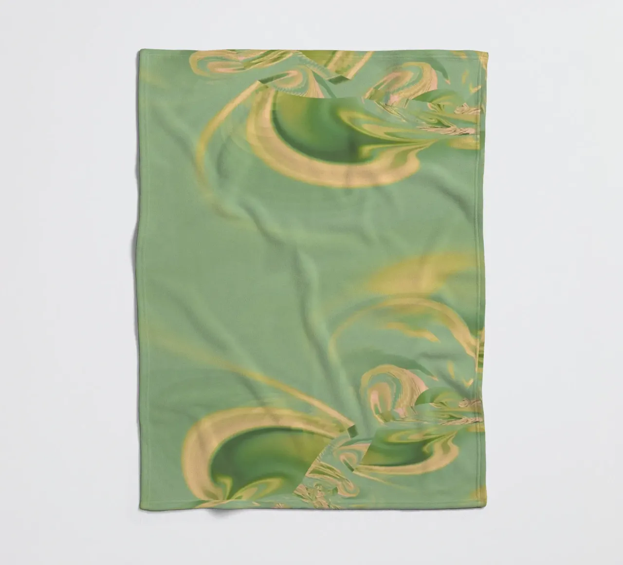 Abstract round patterns in green and yellow fleece blanket by Something for you