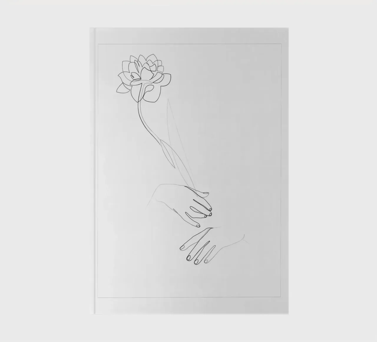 Peony flower - minimal line art notebook by Addillum