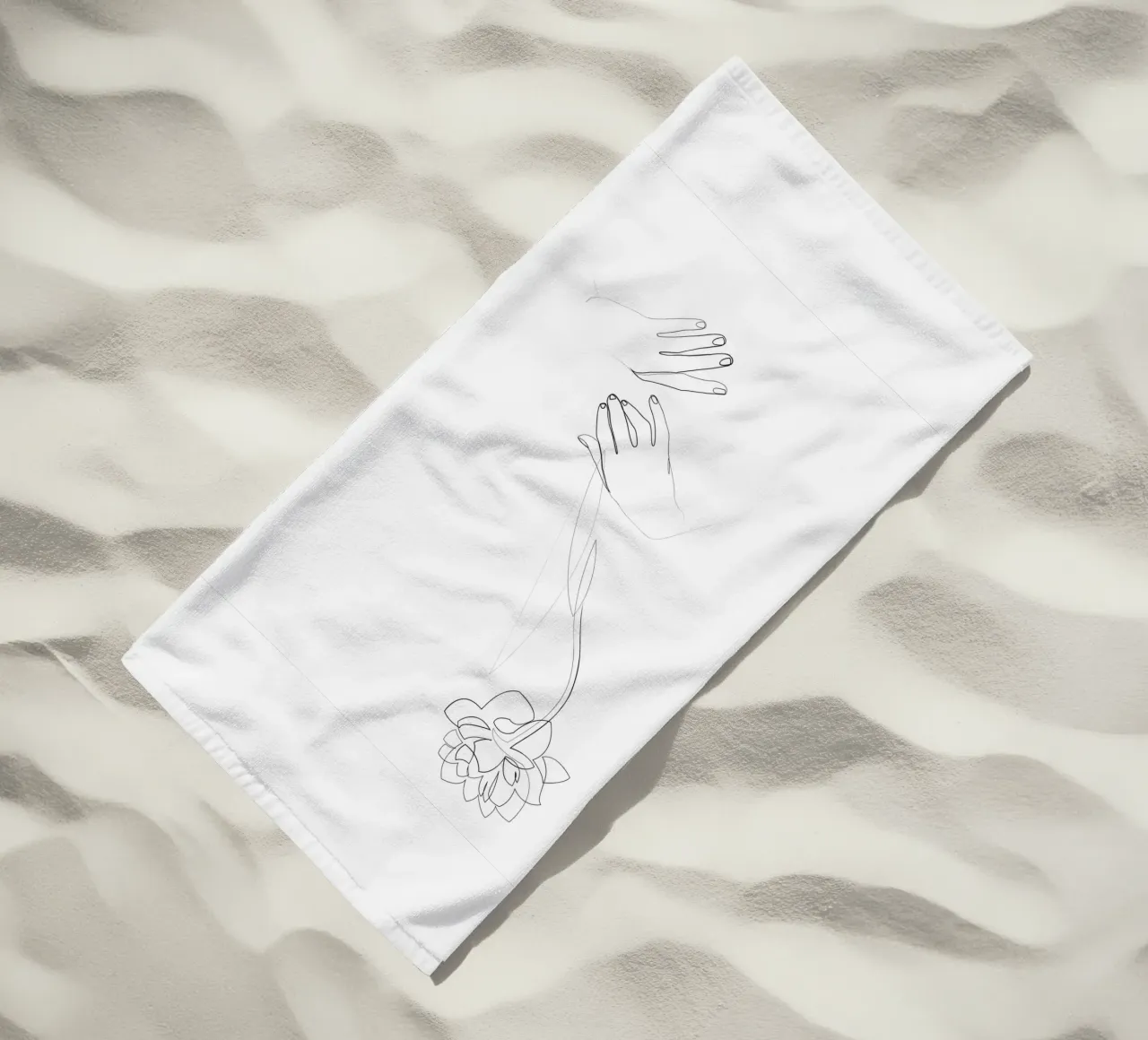 Fiore di peonia - line art minimale telo mare da Addillum