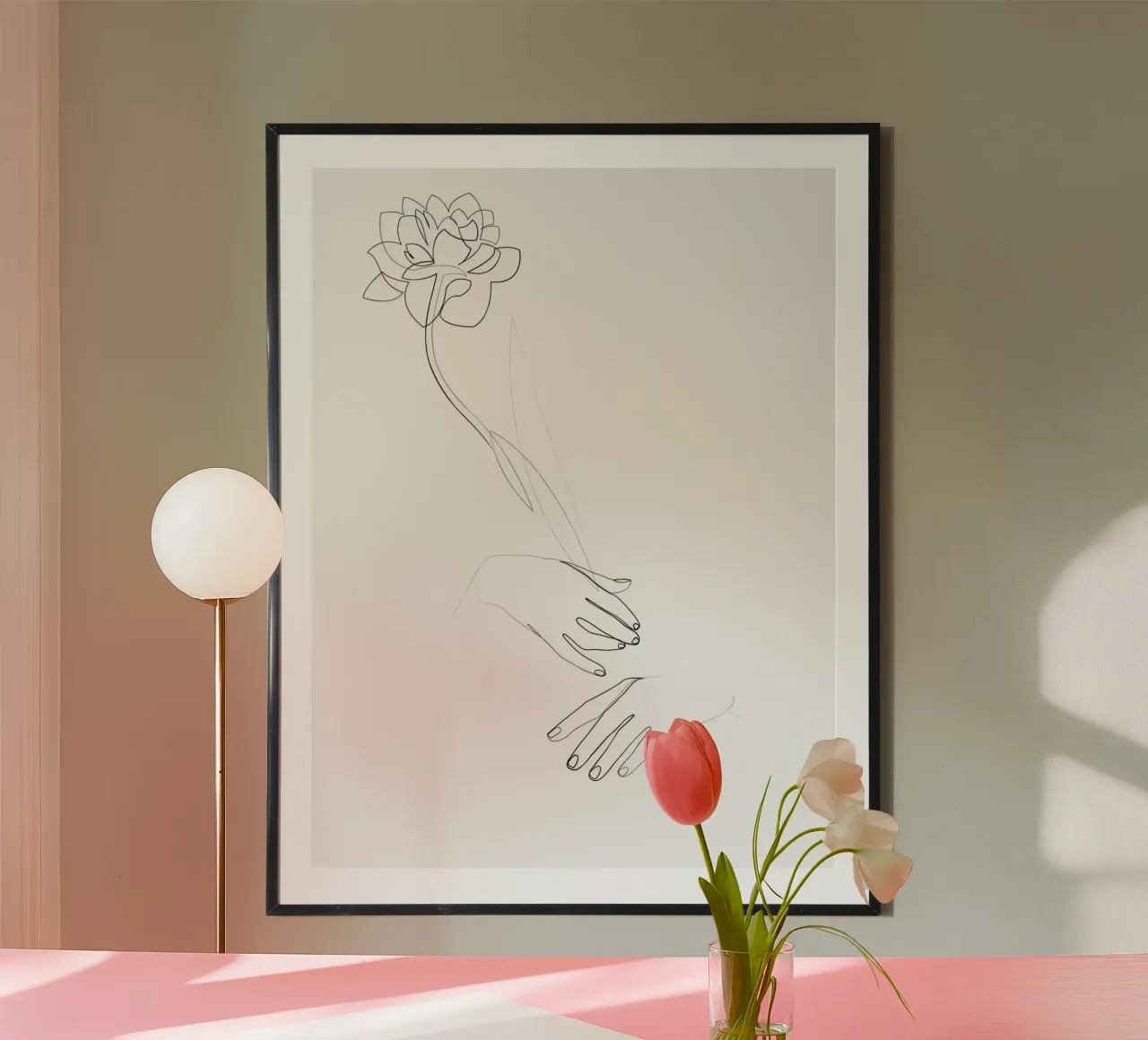 Fiore di peonia - line art minimale carta hahnemühle da Addillum