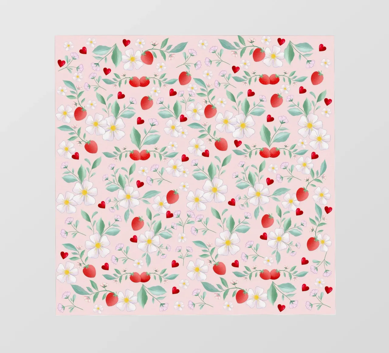 Motivo primaverile di fiori bianchi e fragole. Romantico. telo in pvc da CalliLetters