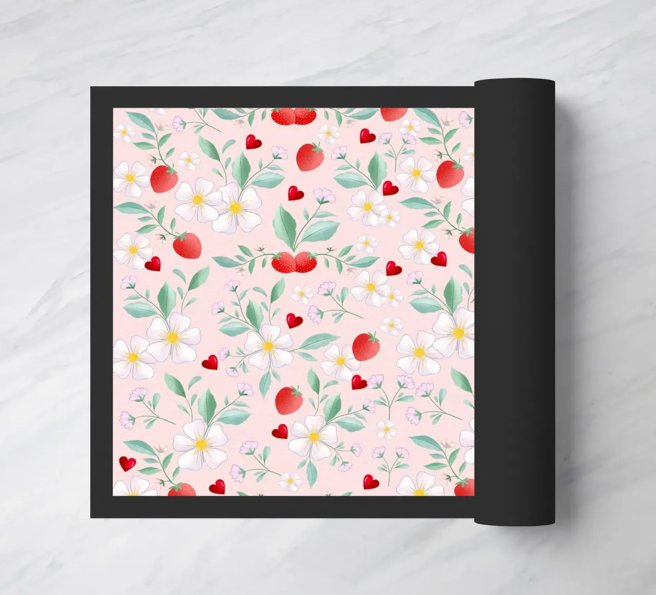 Motivo primaverile di fiori bianchi e fragole. Romantico. zerbino da CalliLetters