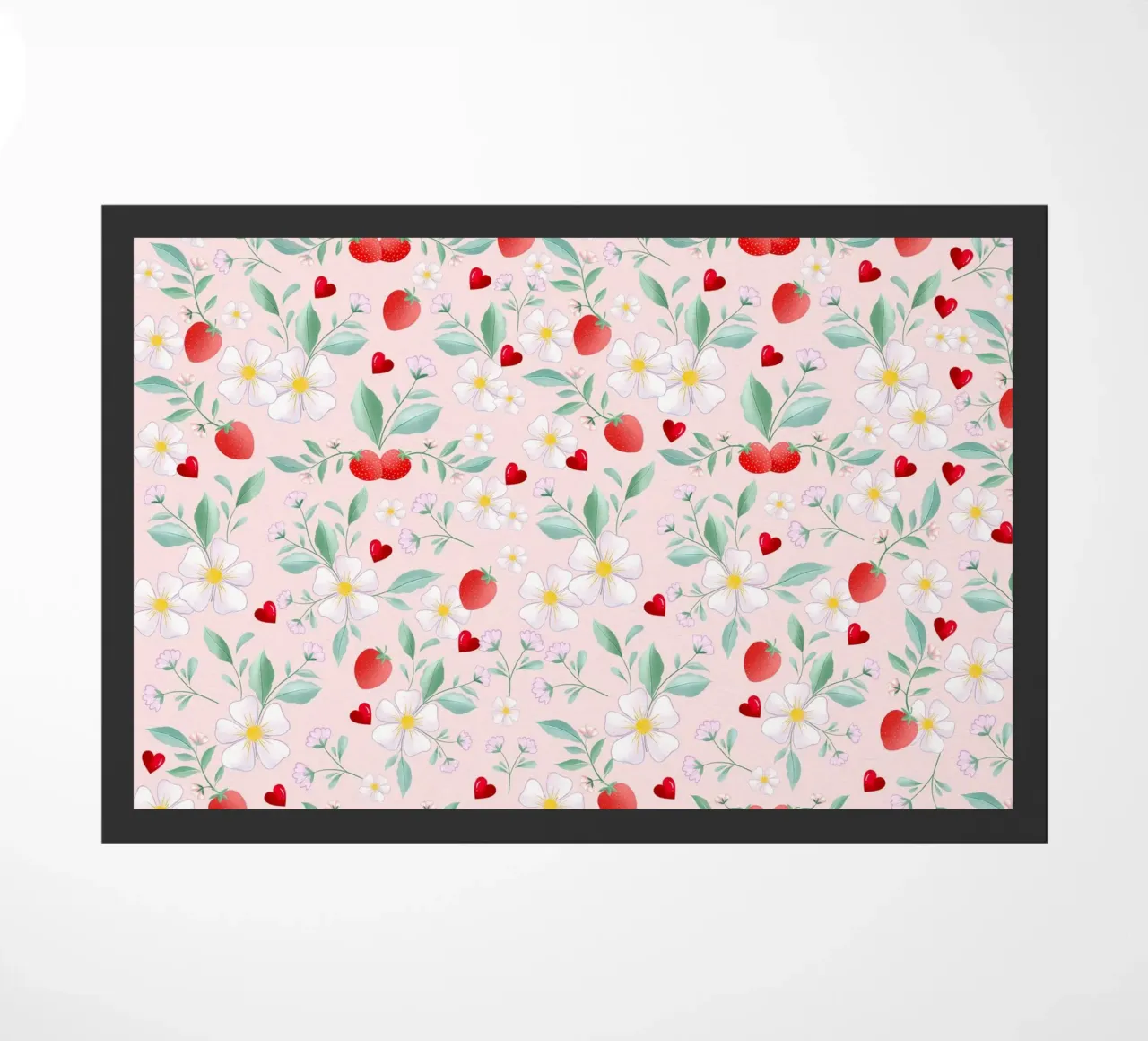 Motivo primaverile di fiori bianchi e fragole. Romantico. zerbino da CalliLetters