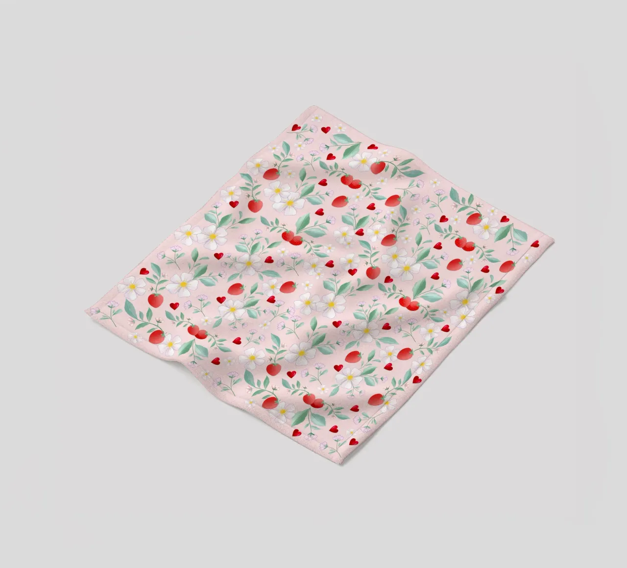 Motivo primaverile di fiori bianchi e fragole. Romantico. coperta in pile da CalliLetters