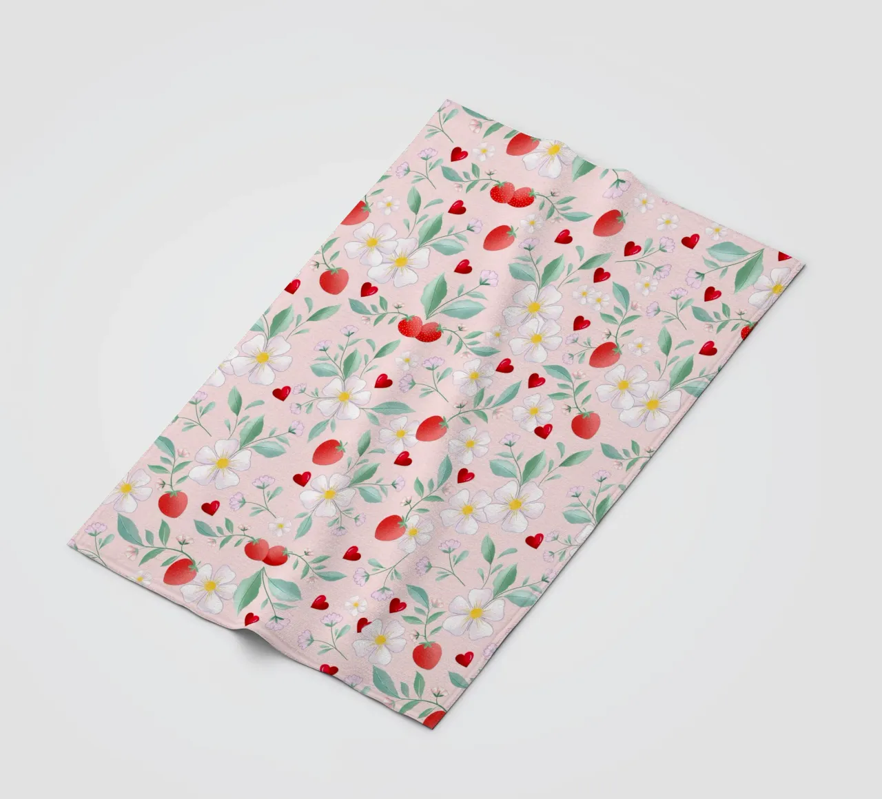 Motivo primaverile di fiori bianchi e fragole. Romantico. coperta in pile da CalliLetters