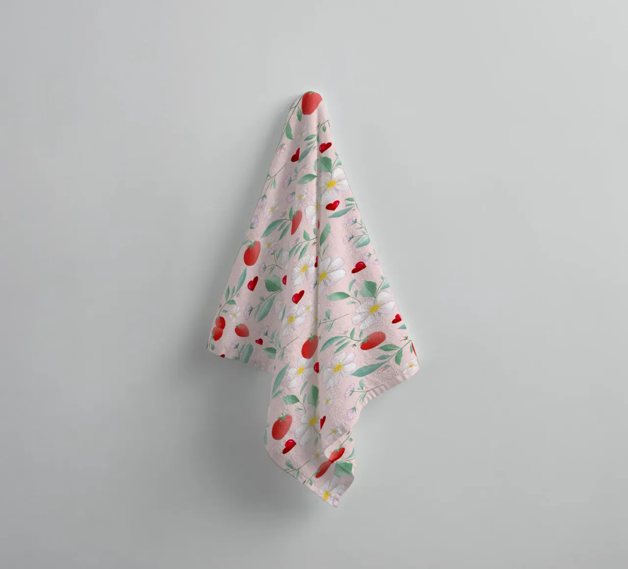 Spring pattern of white flowers and strawberries. Romantic. towel by CalliLetters