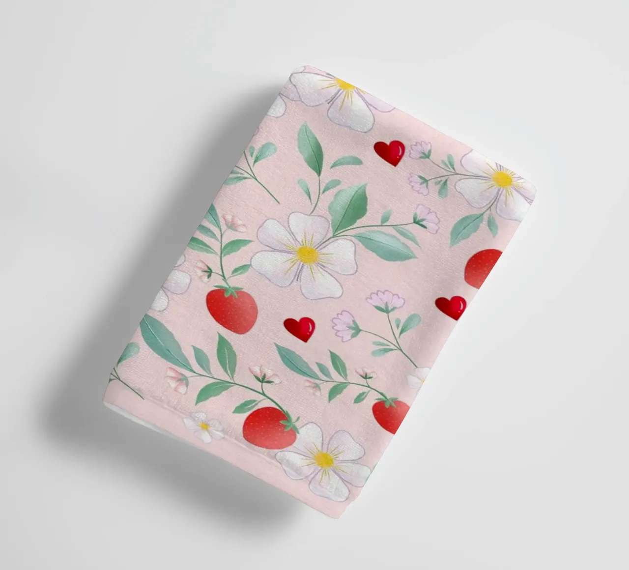 Spring pattern of white flowers and strawberries. Romantic. towel by CalliLetters